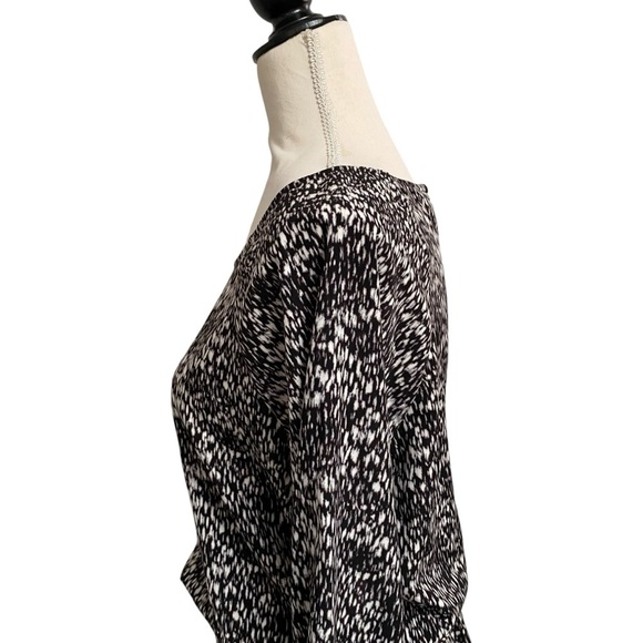 Joie Black White Printed Long Sleeve Dress Flounce Hem Elastic Waist Small - Picture 7 of 15